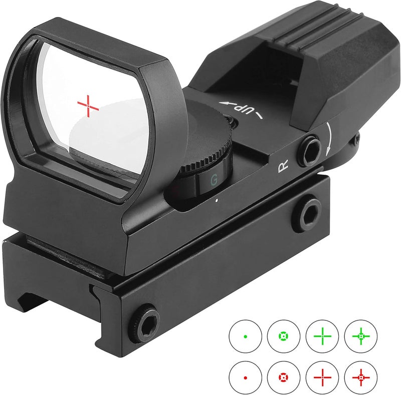 ESSLNB Red Green Dot Sight Reflex Sight Scope with 4 Reticles and 20/22mm Rail Mounts Waterproof Shockproof with 5 Adjustable Brightness - Image 1